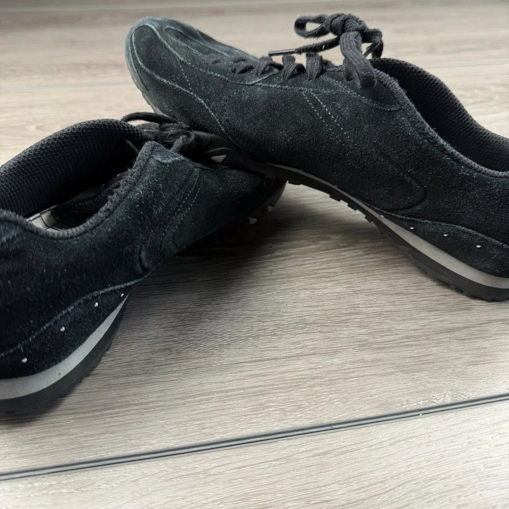 Skechers Women's Suede Low Top Athletic Lace Up Sneakers Black Size 10